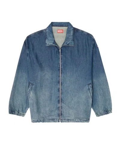 Diesel Zipped Jacket In Fluid Denim In Blue