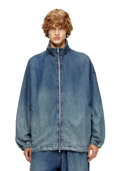Diesel Zipped Jacket In Fluid Denim In Blue
