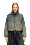 Diesel Zipped Jacket In Fluid Shaded Denim In Blue