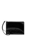 Diesel Zipped Pouch In Mirror Leather In Black