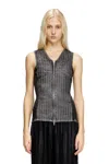 Diesel Zipped Top In Denim And Corduroy In Multicolor