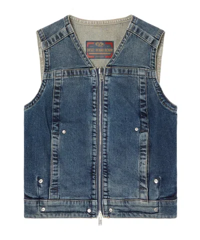 Diesel Zipped Top In Rehab Denim In Blue