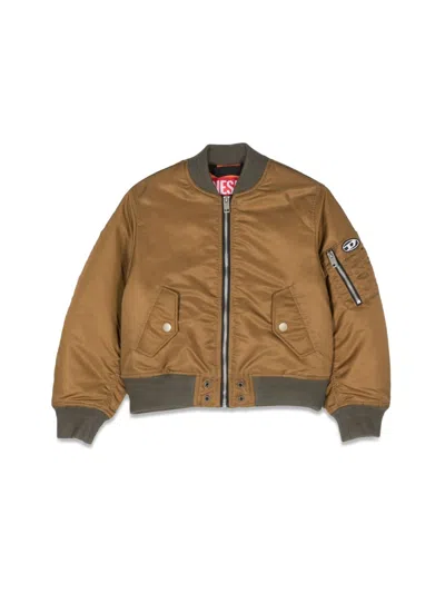 Diesel Zipper Closure Polyamide Bomber Jacket In Brown