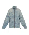 Diesel 'd-krap' Light-blue Worn Effect Jacket With Zip And Raised Collar In Gray