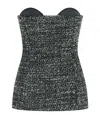 Diesel Fitted Strapless Top With Textured Boucle In Black