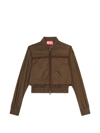 Diesel Zip-up Bomber Jacket In Brown