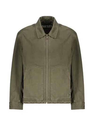 Diesel Zip-up Cotton Jacket In Green