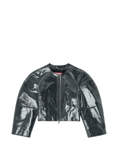 Diesel Zip-up Cropped Jacket In Gray