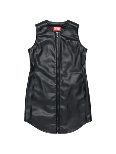 Diesel Kids' Zip-up Short Dress In Black