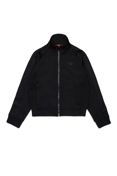 Diesel Kids' Zip-up Sweatshirt With Logo In Animal Print