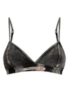 Diesel Adjustable Denim Bra With Contrast Stitching In Black
