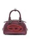 Diesel -style Mini Rolled-handle Shoulder Bag With Oval D-paint Patch, Button Tab, Removable Strap In Rosso