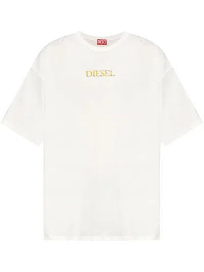 Diesel Logo-print Cotton T-shirt In Neutrals