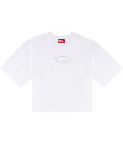 Diesel 't-buxt-crop-od' Crop T-shirt In White