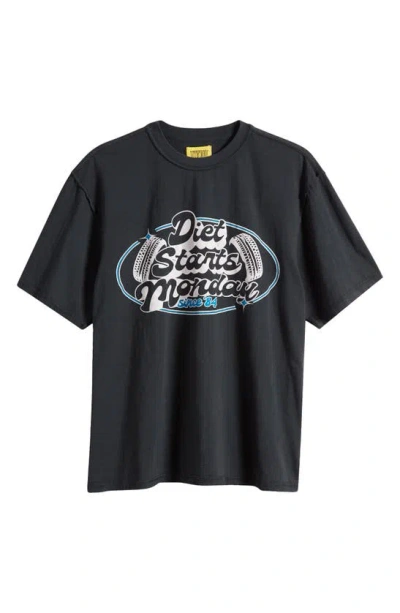 Diet Starts Monday Auto Logo Cotton Graphic T-shirt In Vintage Black