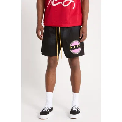 Diet Starts Monday Baja Twill Graphic Cotton Shorts In Black