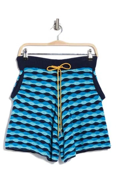 Diet Starts Monday Beach Wave Knit Shorts In Blue Wave