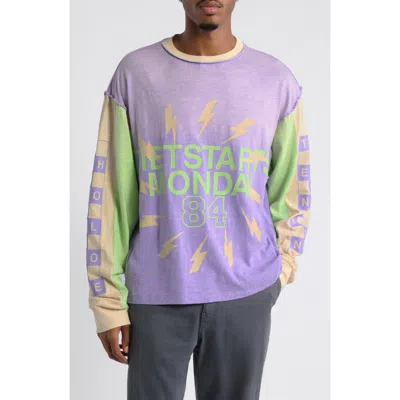 Diet Starts Monday Bolt Panel Long Sleeve Graphic T-shirt In Purple