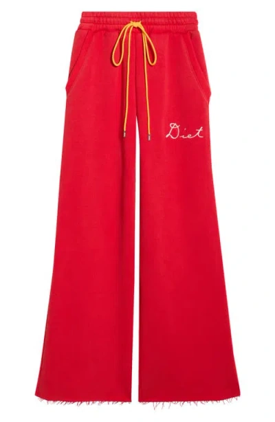 Diet Starts Monday Chainstitch Cotton Sweatpants In Red