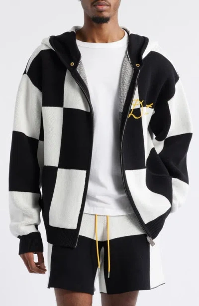 Diet Starts Monday Check Cotton Zip-up Hoodie In Black