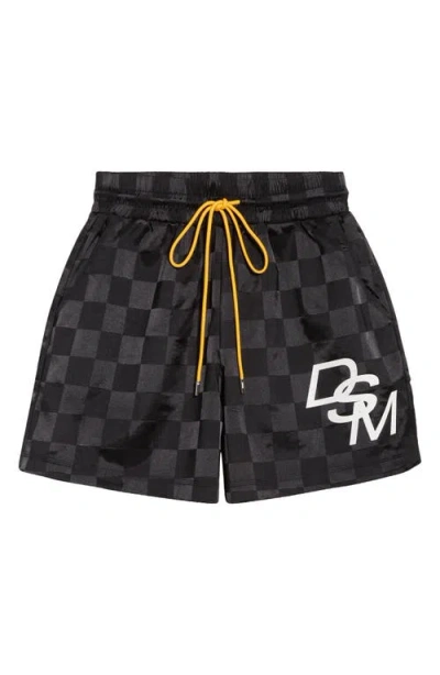 Diet Starts Monday Checkered Nylon Shorts In Black