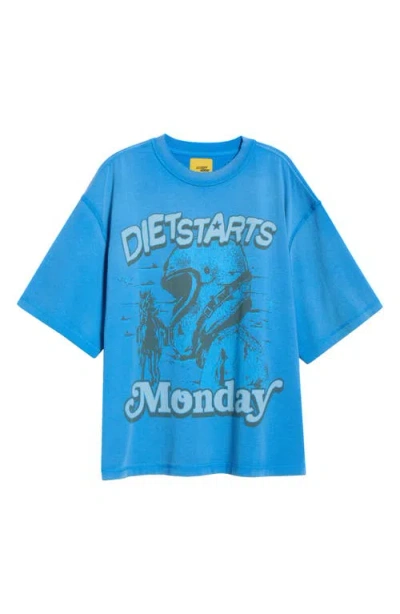 Diet Starts Monday Desert Dawn Cotton Graphic T-shirt In Blue