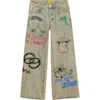 Diet Starts Monday Doodle Distressed Wide Leg Jeans In Nude