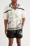 Diet Starts Monday Doodle Graphic Camp Shirt In White