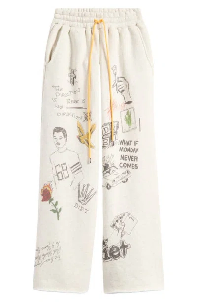 Diet Starts Monday Doodle Wide Leg Sweatpants In Animal Print