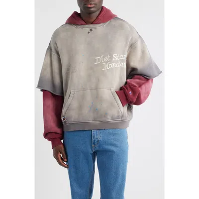 Diet Starts Monday Double Layer Distressed Cotton Hoodie In Gray