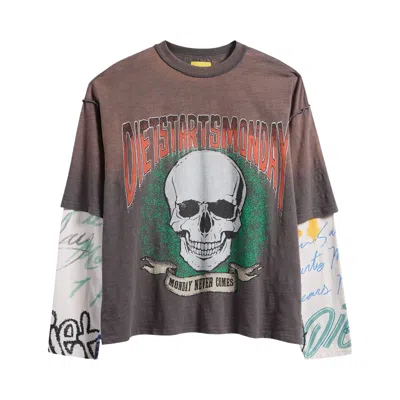 Pre-owned Diet Starts Monday Double Layer Skull Tee 'vintage Black/multi' | Men's Size Xl