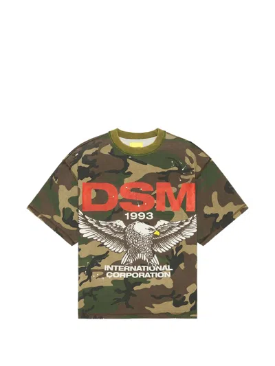 Diet Starts Monday Eagle-print Camouflage-pattern T-shirt In Green