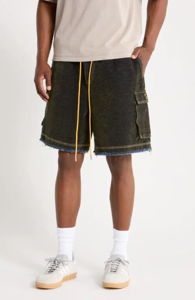 Diet Starts Monday Flocked Drawstring Cargo Shorts In Blue