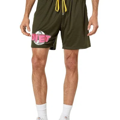 Diet Starts Monday Globe Mesh Shorts Mens Green Graphic Drawstring Frog296 In Multi