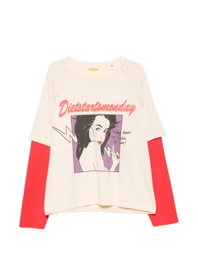 Diet Starts Monday Graphic-print Layered T-shirt In Neutral