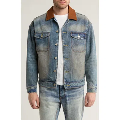 Diet Starts Monday Hanson Corduroy Collar Denim Jacket In Atlantic