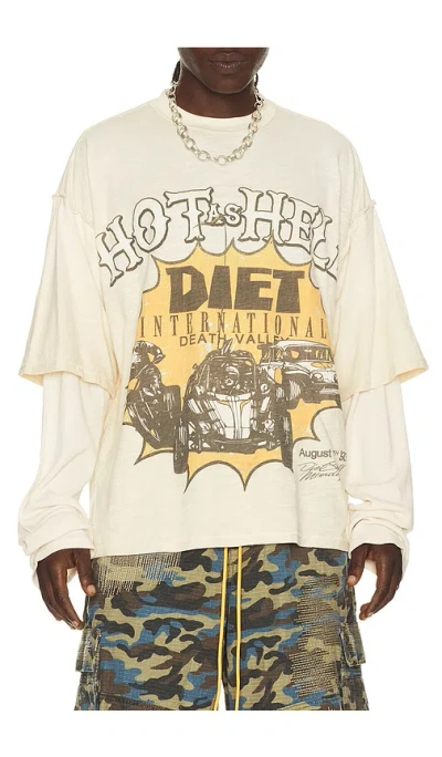 Diet Starts Monday Hot As Hell Layered Long Sleeve Tee In White