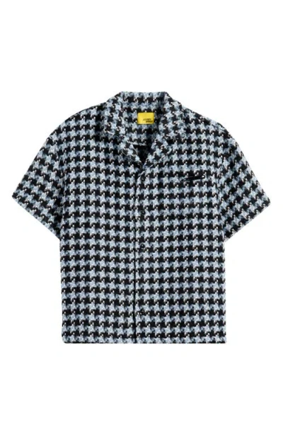 Diet Starts Monday Houndstooth Tweed Camp Shirt In Blue Multi