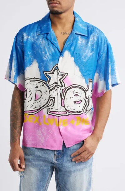 Diet Starts Monday Knieval Short Sleeve Graphic Button-up Shirt In Multi