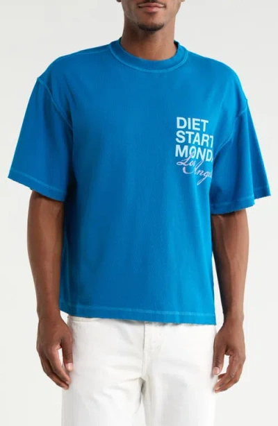 Diet Starts Monday Los Angeles Cotton Graphic T-shirt In Blue