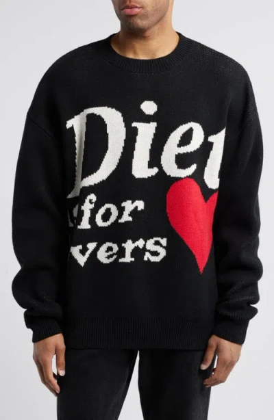 Diet Starts Monday Lovers Oversize Cotton Crewneck Sweater In Black