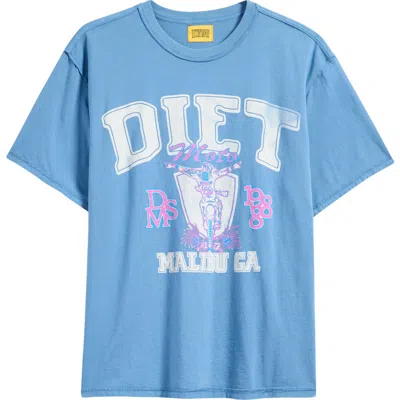 Diet Starts Monday Moto Cotton Graphic T-shirt In Washed Blue