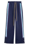 Diet Starts Monday Open Stitch Side Stripe Drawstring Pants In Blue
