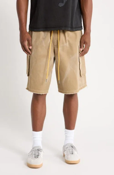 Diet Starts Monday Oversize Cotton Canvas Drawstring Cargo Shorts In Brown