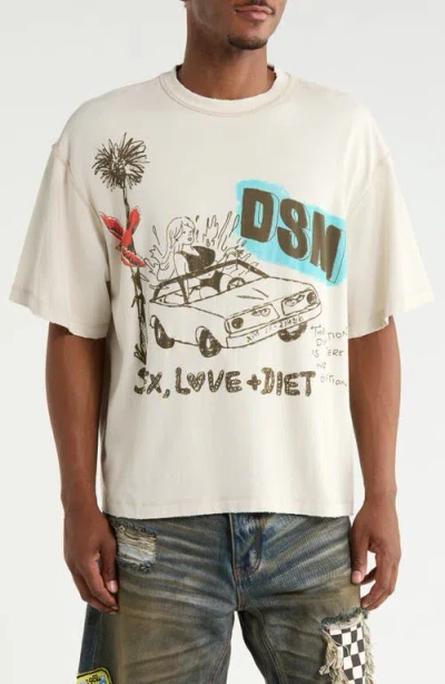 Diet Starts Monday Oversize Doodle Cotton Graphic T-shirt In Yellow