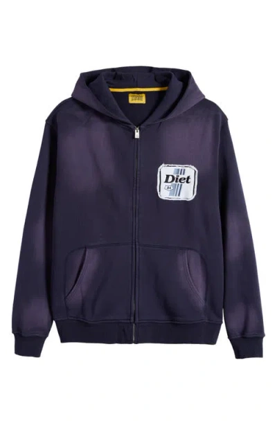 Diet Starts Monday Rig Logo Patch Cotton French Terry Zip Hoodie In Vintage Navy