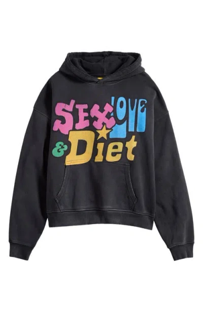 Diet Starts Monday Sex, Love & Diet Oversize Distressed Cotton Hoodie In Black