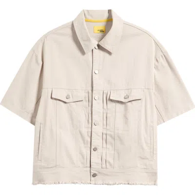 Diet Starts Monday Short Sleeve Cotton Canvas Trucker Shirt Jacket In Neutral