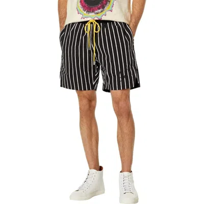 Diet Starts Monday Shorts Men's Black Pinstripe Drawstring Waist Frog263