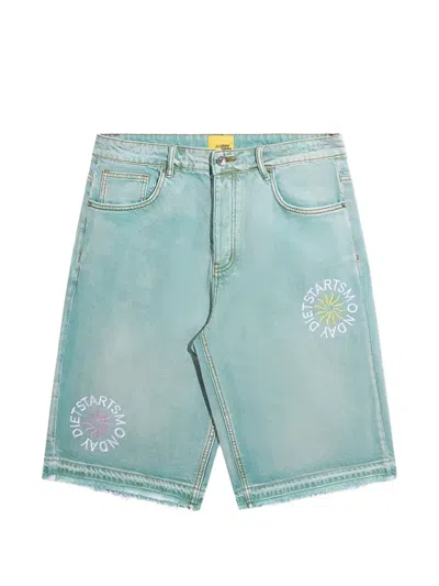 Diet Starts Monday Sol Graphic-print Denim Shorts In Blue